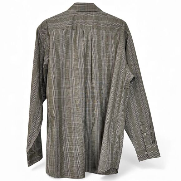 Daniel Cremieux men's button-down shirt size L in brown plaid no-iron cotton - Picture 3 of 4